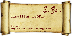 Einviller Zsófia névjegykártya